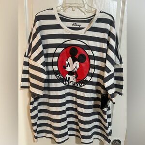 NWT Women’s Hot Topic Disney Mickey Mouse Stripe Oversized Comfy‎ Shirt. Size XL
